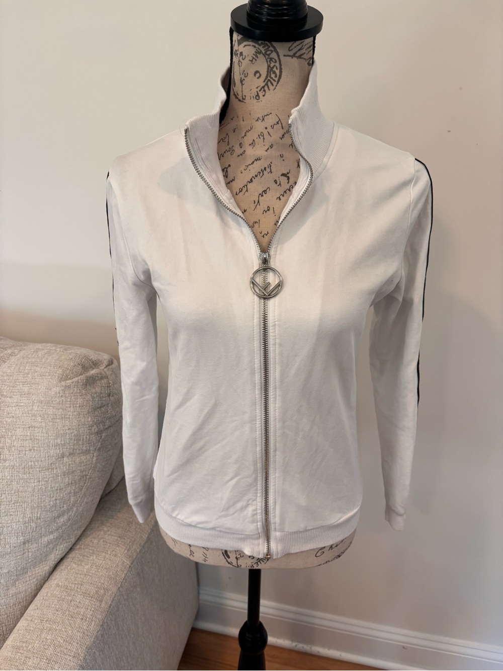 Designer inspired zippered sweatshirt size medium